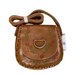 Vintage Wilson Y2K Tulip Leather Saddle Shoulder Bag Artisan Thailand NWT $100